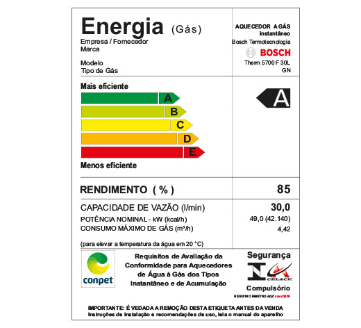 etiqueta inmetro Therm 5600 F 13L GN